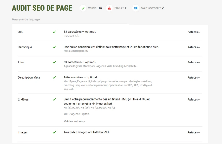 audit seo technique - agence macispark